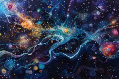 Kosmische Opaleszenz: Abstrakte Darstellung von Mikro- und Makrokosmos